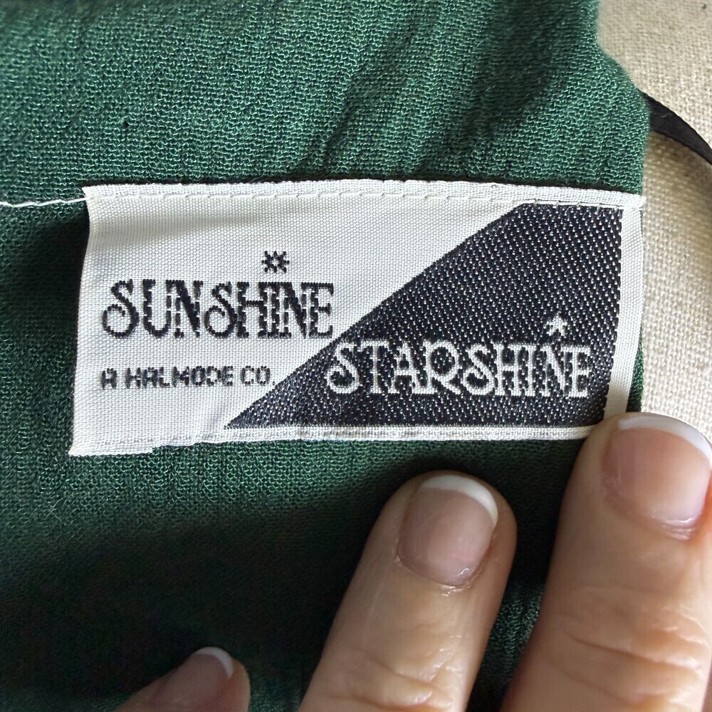 Vintage 90s Sunshine Starshine by Halmode Sz 10 Emerald Green Pleated Midi Dress - Picture 14 of 16